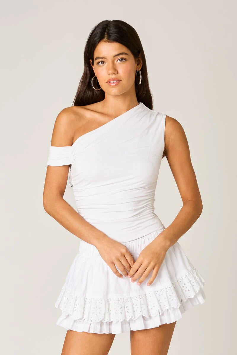 Eyelet Ruffle Mini Skirt