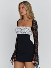 Vyorix OMERA MINI DRESS BLACK WHITE