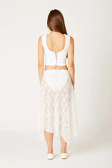 Lace Asymmetrical Midi Skirt