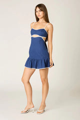 Contrast Trim Cutout Mini Dress