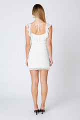 Lace Ruffle Keyhole Mini Dress
