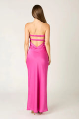 Strapless Satin Maxi Dress