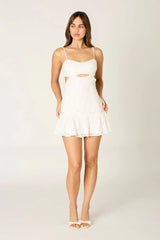 Contrast Trim Lace Mini Dress