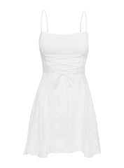 Wispie Lace Up Mini Dress White