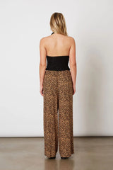 Mid-Rise Knit Leopard Pant