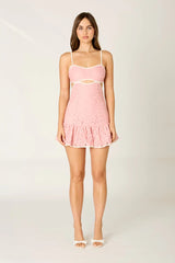 Contrast Trim Lace Mini Dress