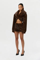 Faux Fur Leopard Shrug