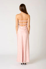 Jacquard Strapless Satin Maxi Dress