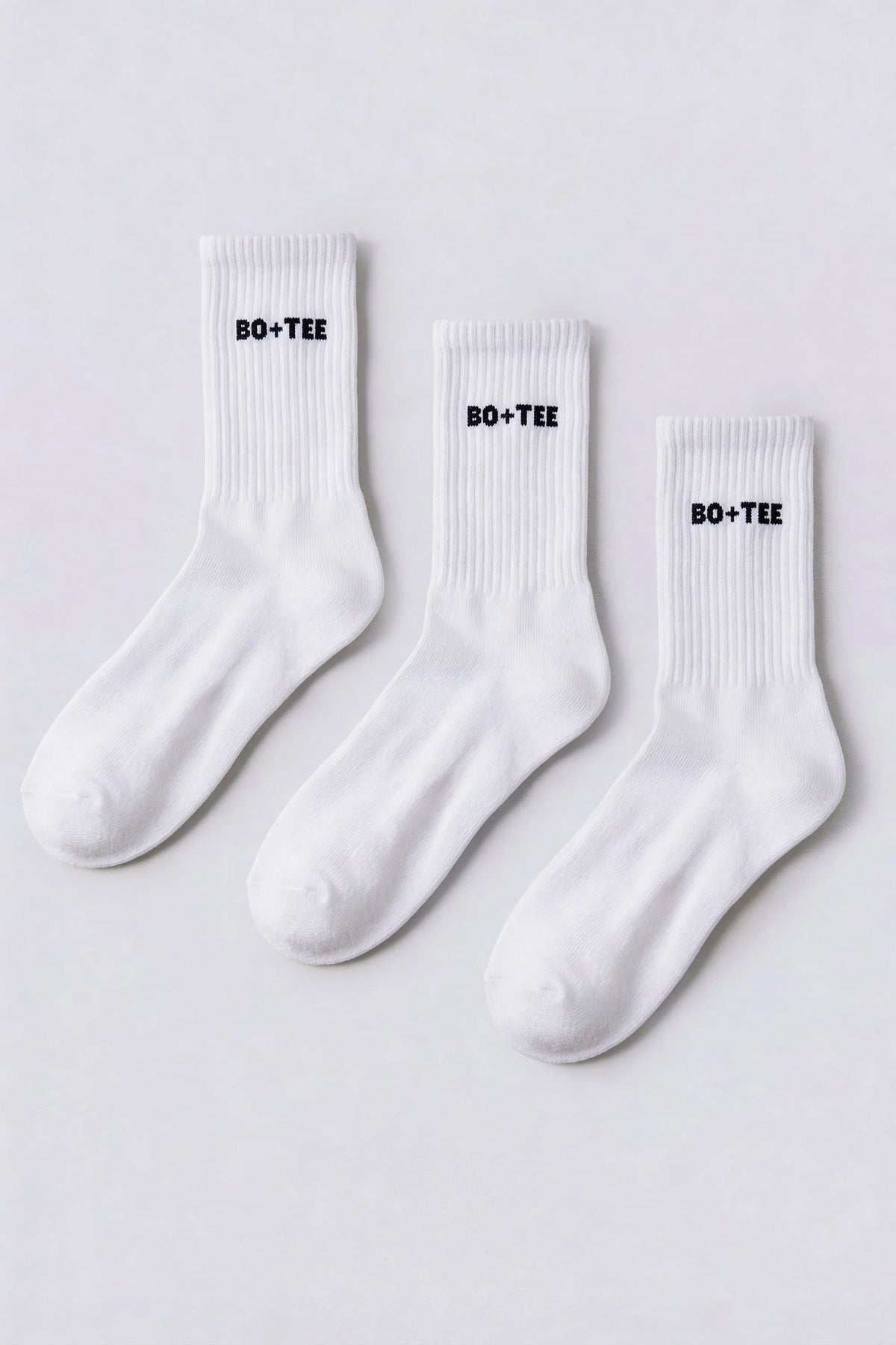 Ribbed Half-Crew 3-Pack Socks in White Pink