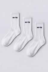 Ribbed Half-Crew 3-Pack Socks in White Pink