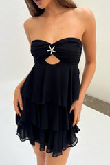 Chiffon Strapless Mini Dress