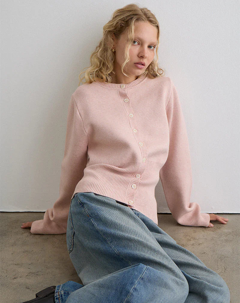 Subra Long Sleeve Cardigan in Pink