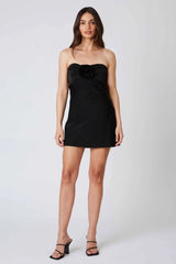 Strapless Rosette Satin Mini Dress