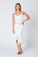Lace Ruffle Midi Skirt